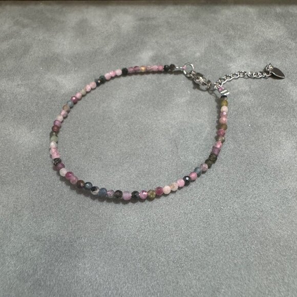 Faceted Multicolor Tourmaline Beaded Bracelet Adjustable Chain Lobster Clasp Jew - Picture 1 of 4